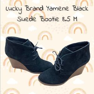 Lucky Brand Yamene Black Suede Booties Size 8.5 M